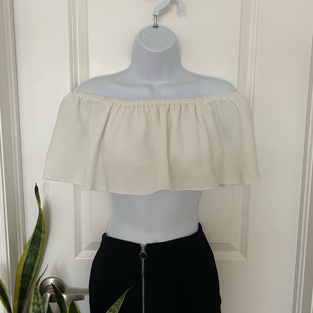 Wilfred White Cropped Off-Shoulder Blouse - Size S